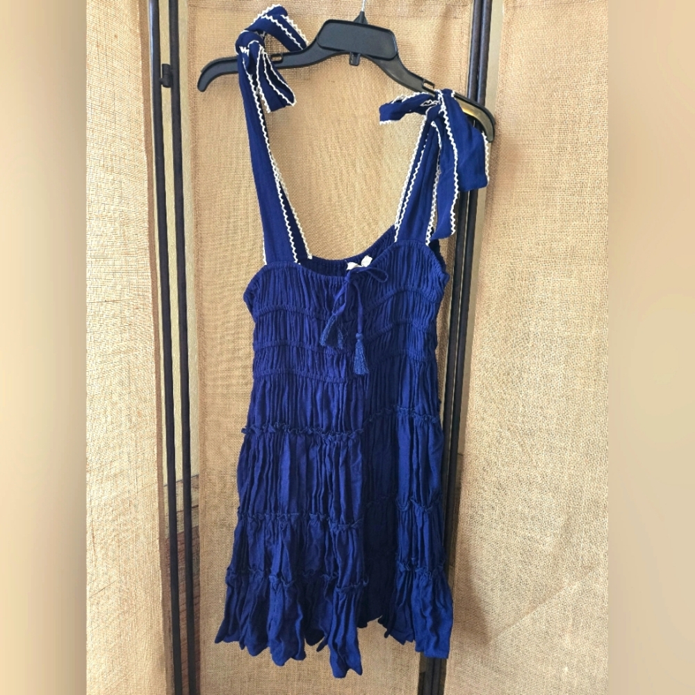NWT Womens Chelsea & Violet Blue Sleeveless Dress with Tie Straps Size Large